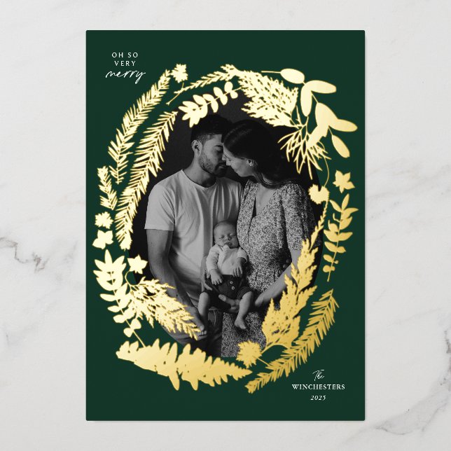 Botanische Impressionen Rahmen Weihnachtskiefer Folien Feiertagskarte (Vorderseite)