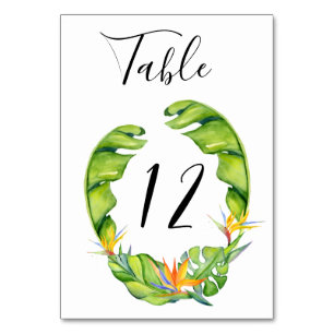 Botanische Island Wreath Wedding Tischnummer Card