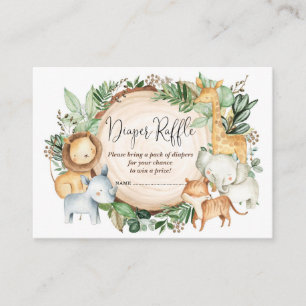 Botanische Jungle-Tiere Baby Boy Diaper Begleitkarte