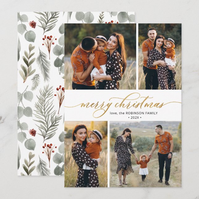 Botanische Kalligraphie 4 Weihnachten im Foto (Vorne/Hinten)