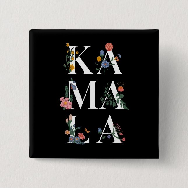 Botanische Kamala Harris - Abstimmung 2024 Floral  Button (Vorderseite)