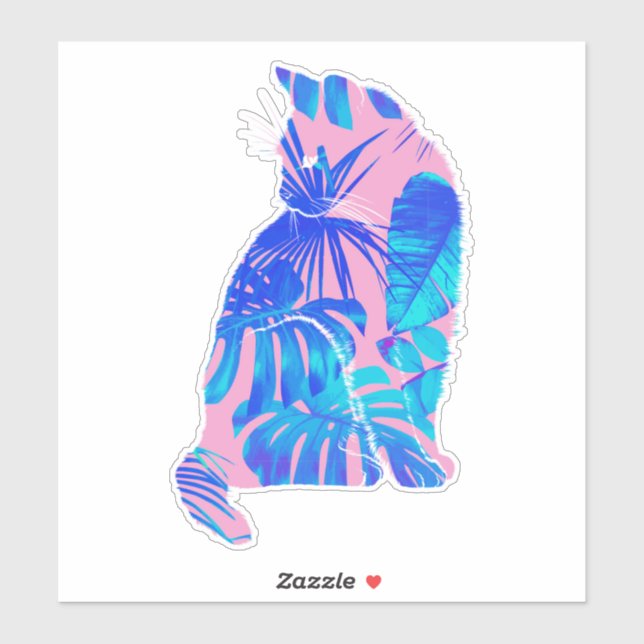 Botanische Katze Aufkleber (Blatt)