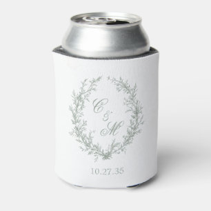Botanische Keilhochzeit von Sage Green Monogram Dosenkühler