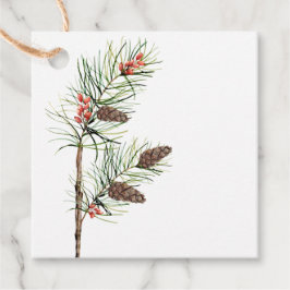 Botanische Kiefernzweig und Berries Holiday-Gesche Geschenkanhänger
