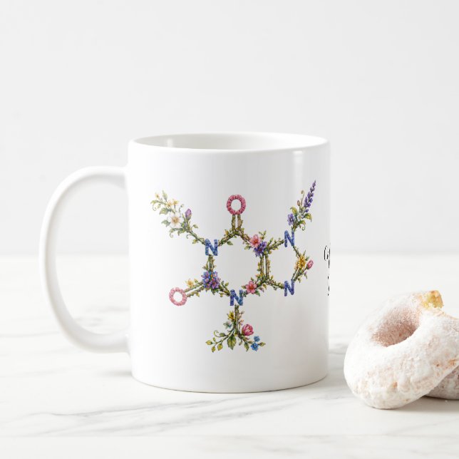 Botanische Koffein-Molekül-Tasse Kaffeetasse (Mit Donut)