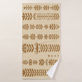 Botanische Kolumnen in Beige und Erde braun Badehandtuch