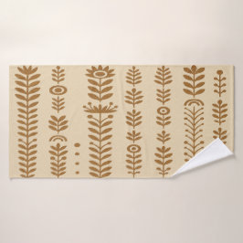 Botanische Kolumnen in Beige und Erde braun Badehandtuch