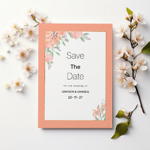 Botanische Korallen-Minz-Gold-Frühlingsflora Save Einladung