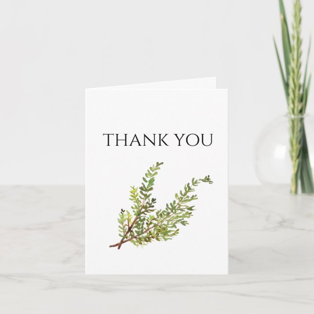 Botanische Kräuter Thyme Watercolor Danke Einladung (Vorderseite)