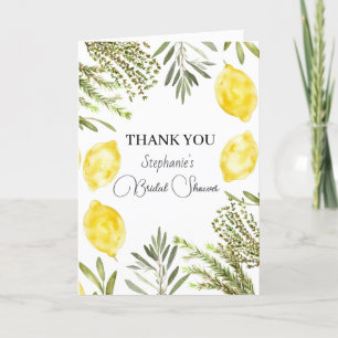 Botanische Kräuter Zitronen Wasserfarbenes Brautpa Dankeskarte