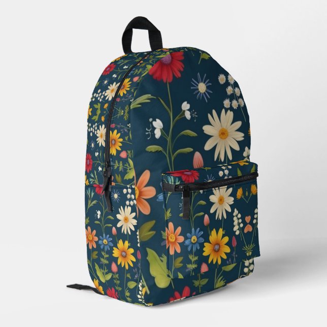 Botanische Kunst Bedruckter Rucksack (Rückseitige Ecke links)