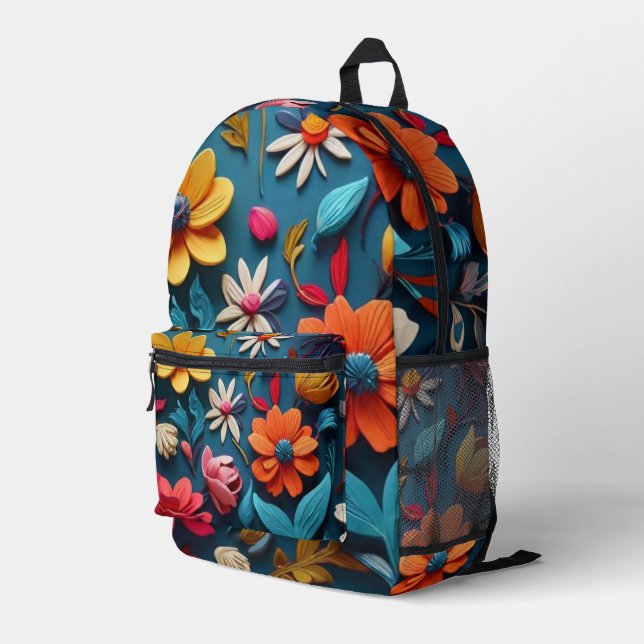 Botanische Kunst Bedruckter Rucksack (Rückseitige Ecke Rechts)