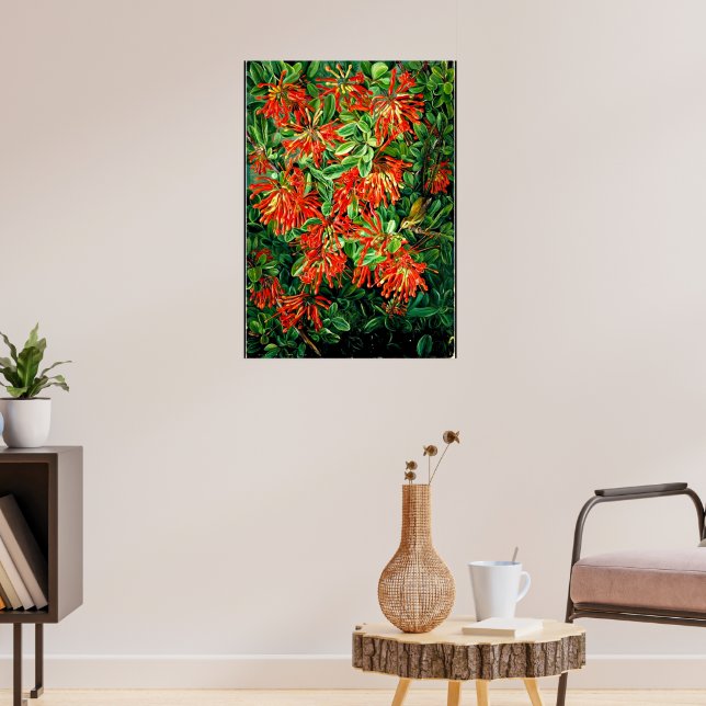 Botanische Kunst: Bush und Emu Wren des Chilen bre Poster (Wohnzimmer 3)