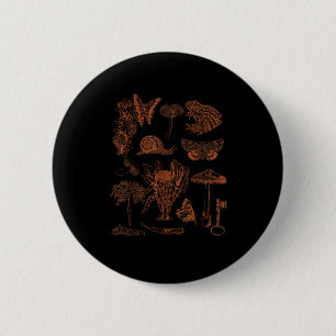 Botanische Kunst, Frosch-Pilze-Goblincore-Ästhetik Button