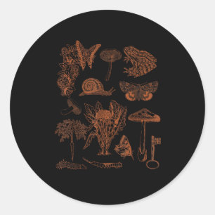 Botanische Kunst, Froschpilze Goblincore Ästhetik- Runder Aufkleber