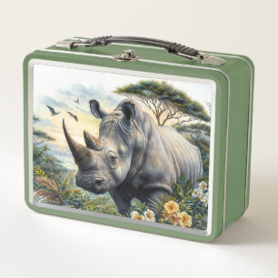 Botanische Kunst Rhino Metall Brotdose