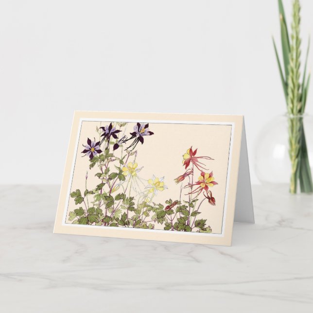 Botanische Kunstkarte Graceful Columbine Dankeskarte (Vorderseite)