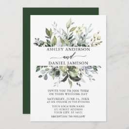 Botanische Landschaft Hochzeit Wasserfarbe Elegant Einladung