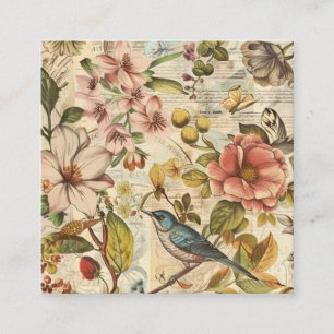 Botanische Launen Collage Scrapbook Papier Quadratische Visitenkarte