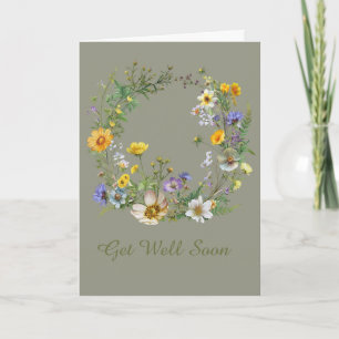 Botanische leere Notiz Vintage-Blumenkranz Karte