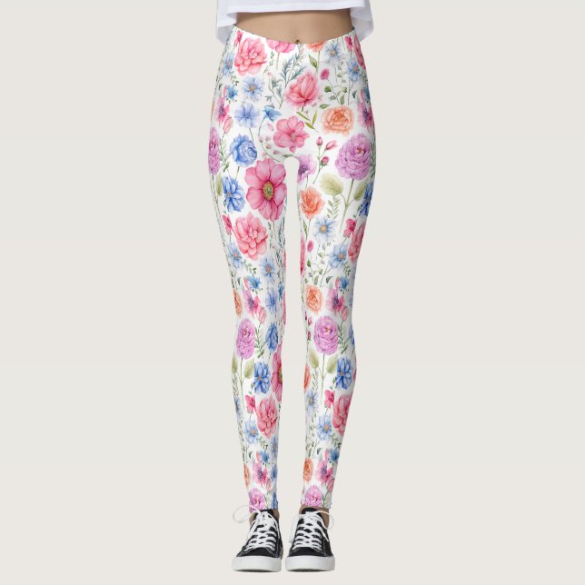 Botanische Leggings mit Chic Watercolor (Vorderseite)