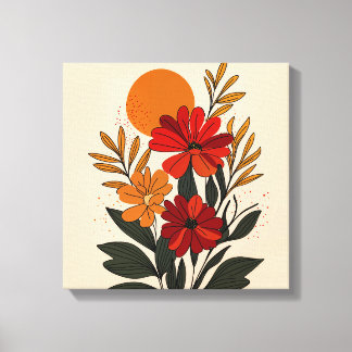 Botanische Leinwandkunst im Mid-Century-Modern-Sti Leinwanddruck