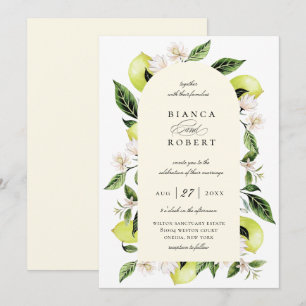 Botanische Lemon Arch Frame Wedding Einladung