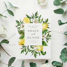 Botanische Lemon-Blüten-Rahmen Save the Date