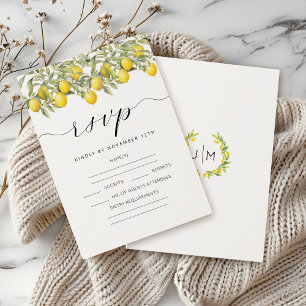 Botanische Lemon Branches Citrus Wedding RSVP Kart Karte