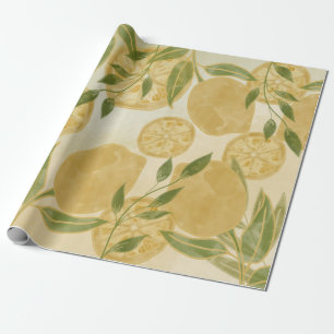 Botanische Lemon Greenery Geschenkpapier