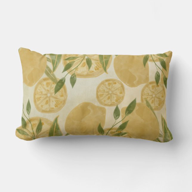 Botanische Lemon Greenery Lendenkissen (Vorderseite)