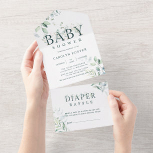Botanische Letter Girl Baby Dusche Windeln All In One Einladung