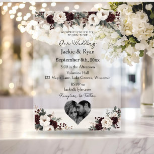 Botanische, lichtdurchlässige Hochzeit Acryleinladungen