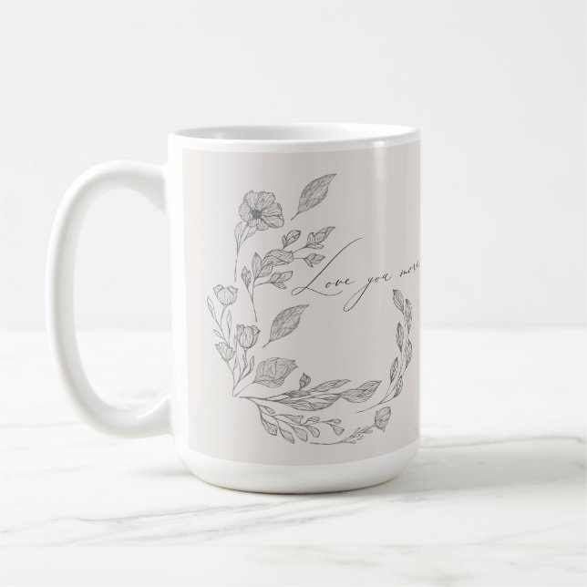 Botanische Liebe mit Blütenhandzeichnung Mehr Zita Kaffeetasse (Links)