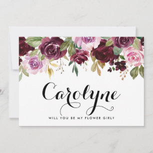 Botanische Lila Blume wirst du mein Blumenmädchen Ankündigung