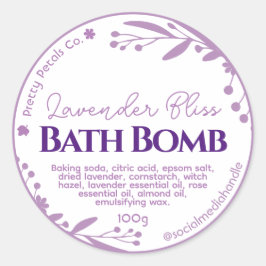 Botanische Lila Blumenlavender Bath Bomb Labels Runder Aufkleber