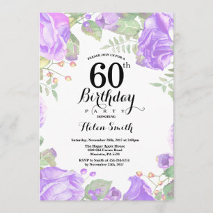 Botanische Lila Blüte 60. Geburtstag Einladung