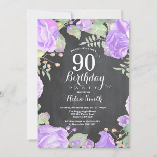 Botanische Lila Blüte 90. Geburtstag Einladung