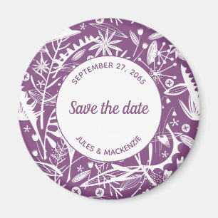 Botanische Lila Foliage Save the Date Magnet