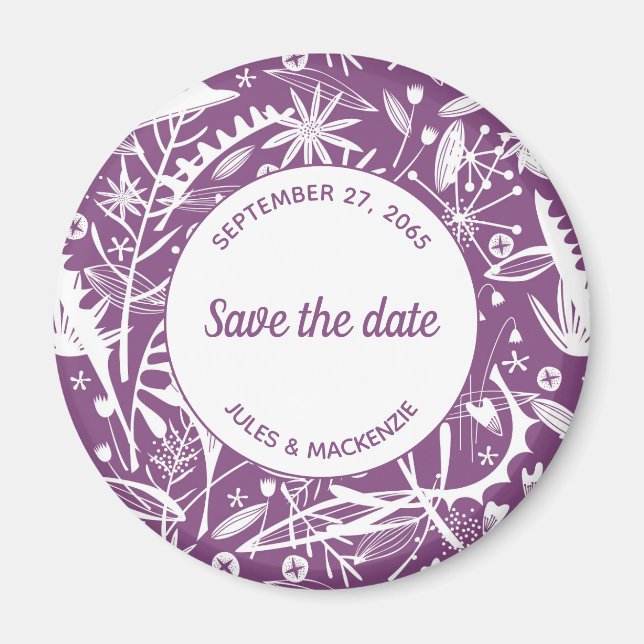 Botanische Lila Foliage Save the Date Magnet (Vorne)