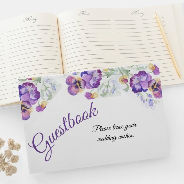 Botanische lila Stiefmütterchen Gästebuch (Von Creator hochgeladen)
