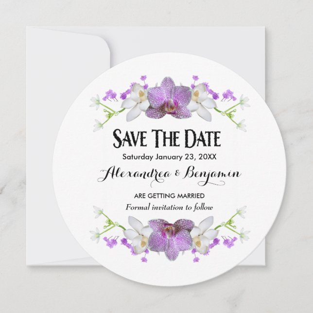 Botanische Lilac-Blume Wasserfarbe Save the Date (Vorderseite)