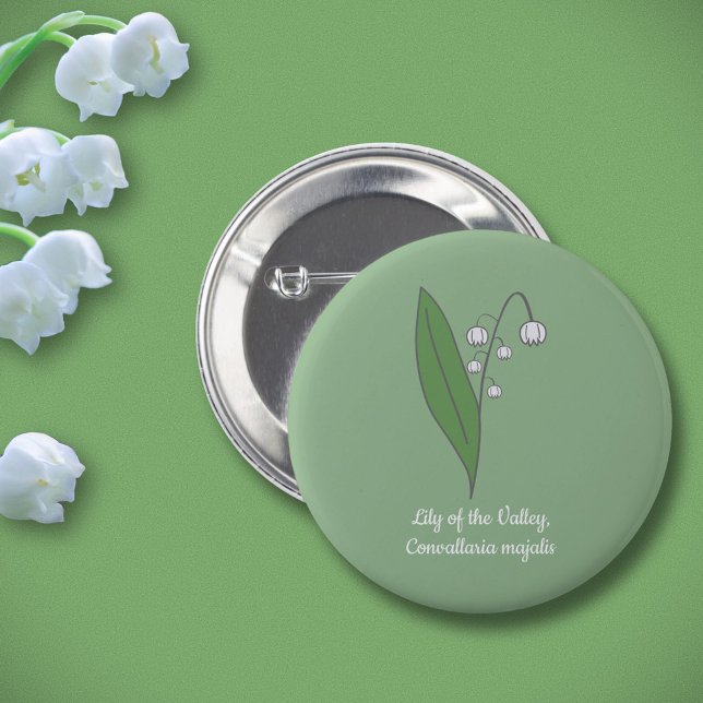 Botanische Lily der Blume Valley Pastel Button (Botanical Lily of the Valley green Button)