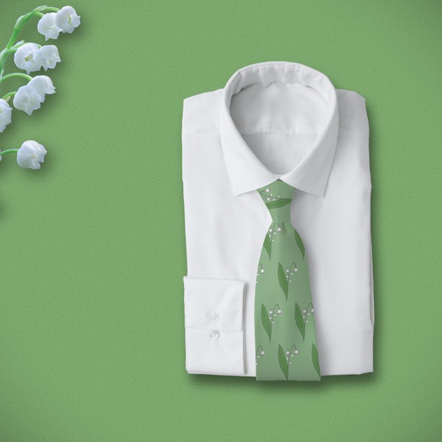Botanische Lily der Blume Valley Pastel Krawatte (Botanical Lily of the Valley green Neck Tie)