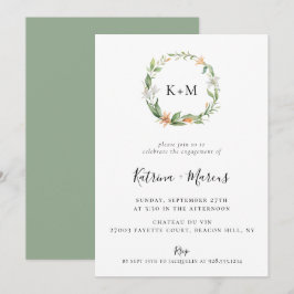 Botanische Lily Floral Wreath Verlobung Einladung