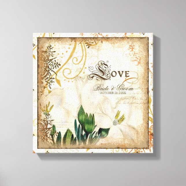 Botanische Lily Lilies Liebe Hochzeit Personalisie Leinwanddruck (Vorderseite)