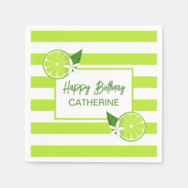 Botanische Limone Zitrusfrüchte Sommer Geburtstag Serviette (Vorderseite)