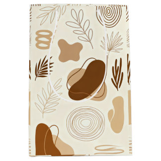 Botanische Line-Art-Papiertüte Mittlere Geschenktüte