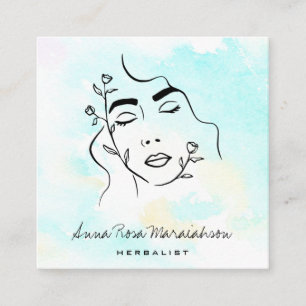 *~* Botanische Linie Art Goddess QR Grüne Quadratische Visitenkarte