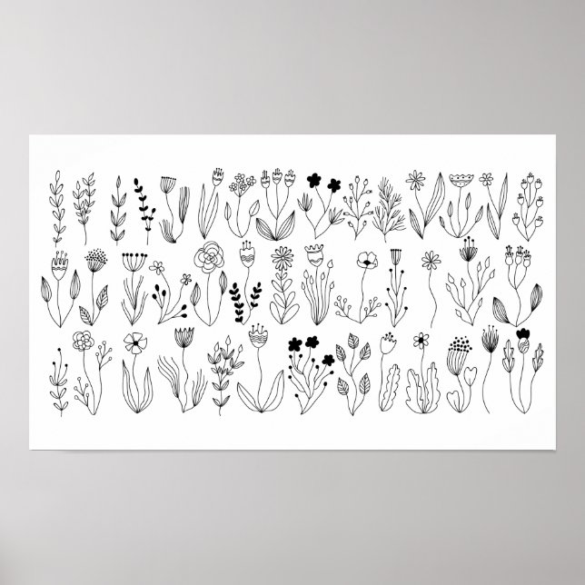 Botanische Linie Art Poster (Vorne)